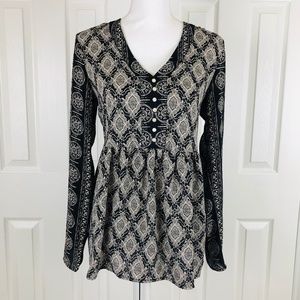 Knox Rose Boho black and white top size M tunic
